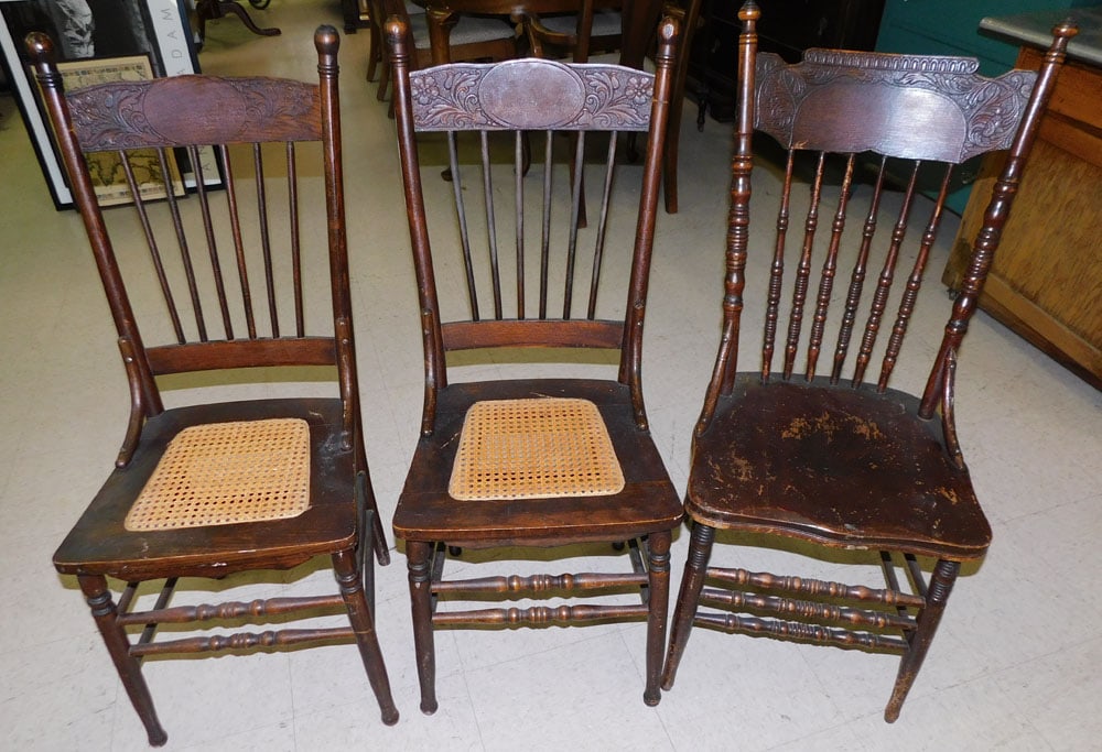 Three Antique Oak Side Chairs (1 of 4)