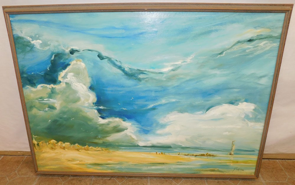 Framed Oil On Board Beach Scene - Signed (1 of 3)