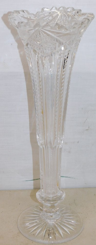 Cut Glass Trumpet Vase (1 of 3)
