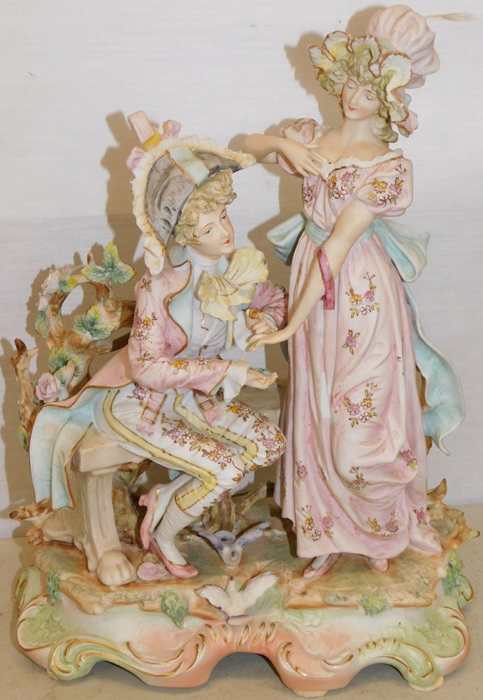 Bisque Figurine: Bisque Figurine. 13" H ALL DESCRIPTIONS AND ANY CONDITION STATEMENT GIVEN BY LANGSTON AUCTION GALLERY ARE STRICTLY OPINIONS AND LANGSTON'S SHALL HAVE NO RESPONSIBILITY FOR ERRORS OR OMISSIONS. THE ABS