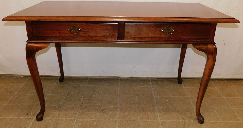 Cherry Queen Anne Style 2 Drawer Desk (1 of 5)