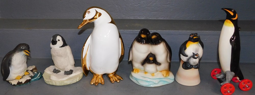 6 Porcelain Penguin Figurines, (1 by Boehm) (1 of 4)
