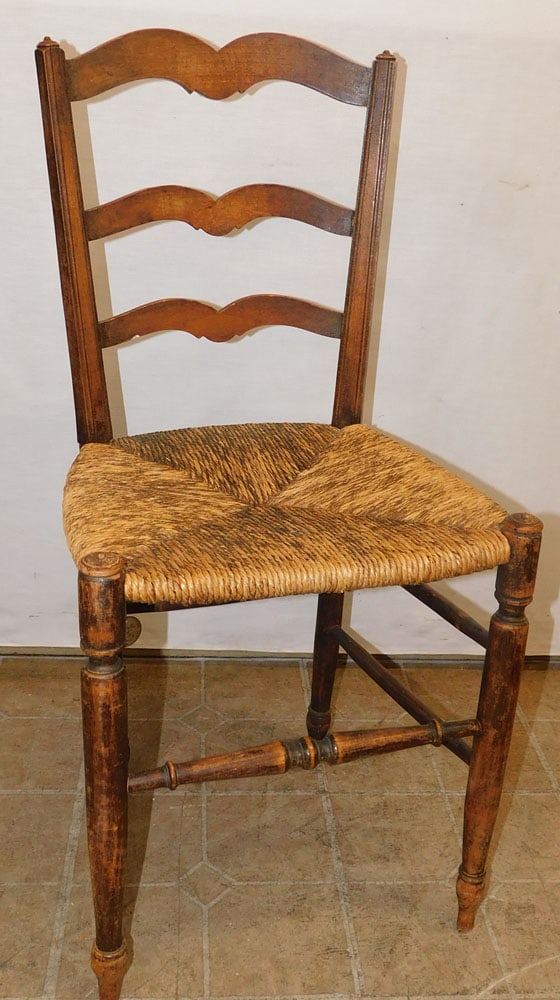 Antique Country French Side Chair & Painted Stool (1 of 4)