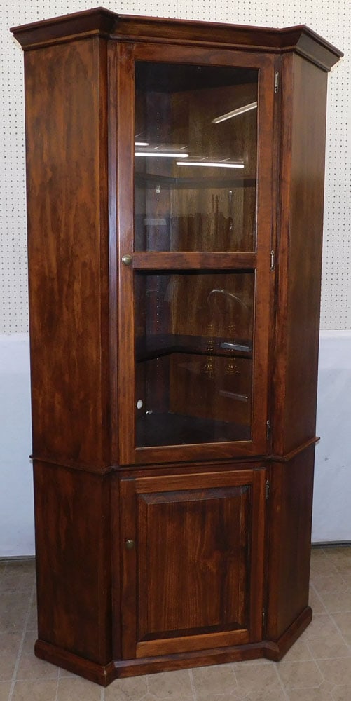 Pine Corner Cabinet with Glass Door (1 of 3)