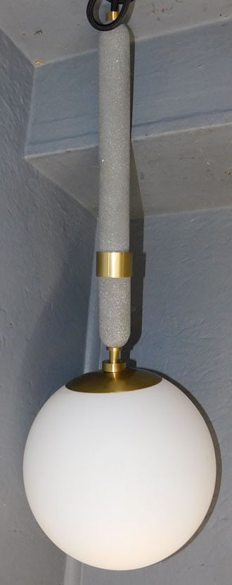 Mid Century Modern Brass & Glass Chandelier: Mid Century Modern Brass & Glass Chandelier. 27" H ALL DESCRIPTIONS AND ANY CONDITION STATEMENT GIVEN BY LANGSTON AUCTION GALLERY ARE STRICTLY OPINIONS AND LANGSTON'S SHALL HAVE NO RESPONSIBILITY FOR 