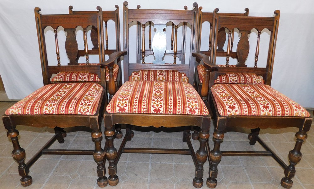 Set of 6 Antique Walnut Dining Chairs (1 of 4)