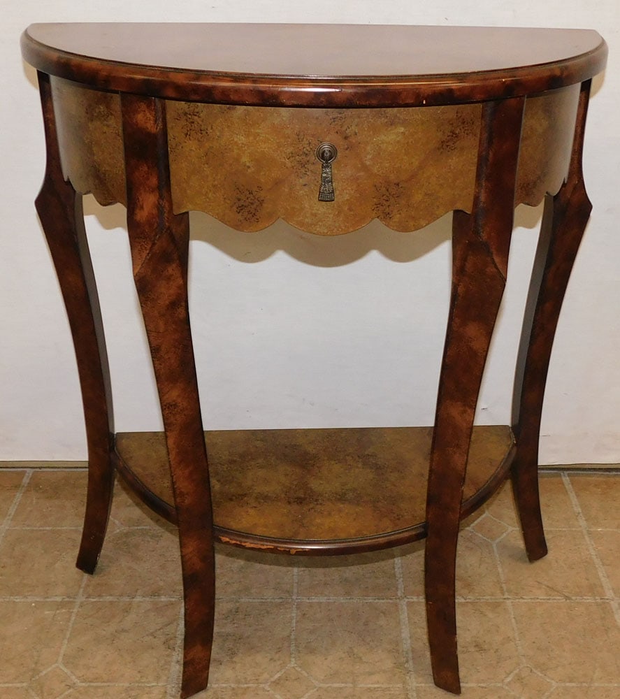 Painted 1 Drawer Demi Lune Console (1 of 4)