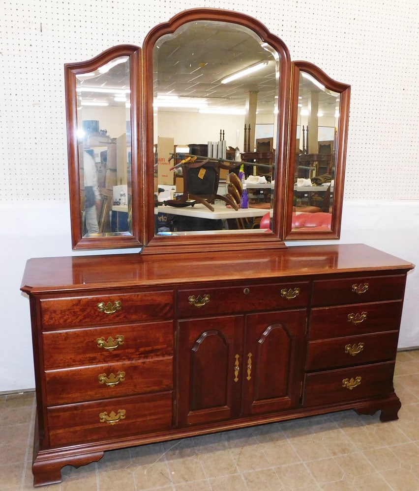 Cherry Double Dresser with Mirror by Kincaid (1 of 5)