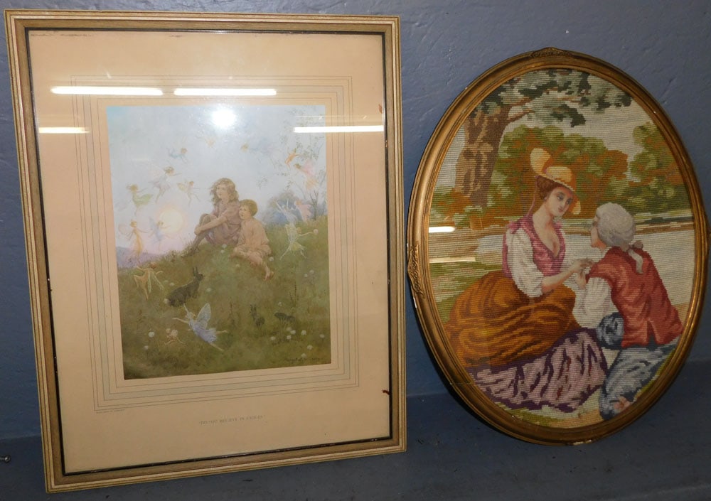 Framed Needlework & Print (1 of 5)