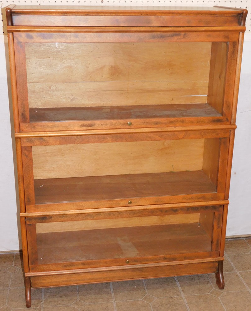 Antique Walnut 3 Section Barrister Bookcase (1 of 4)