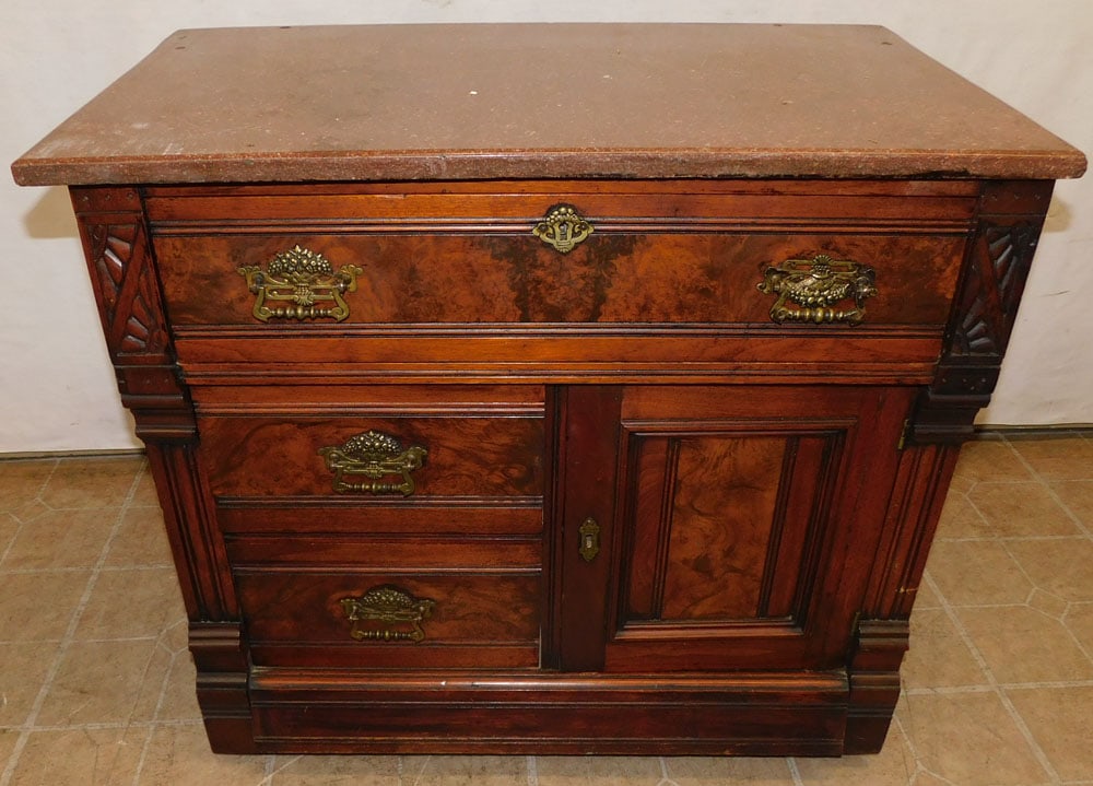 Walnut Victorian Marble Top Washstand (1 of 4)