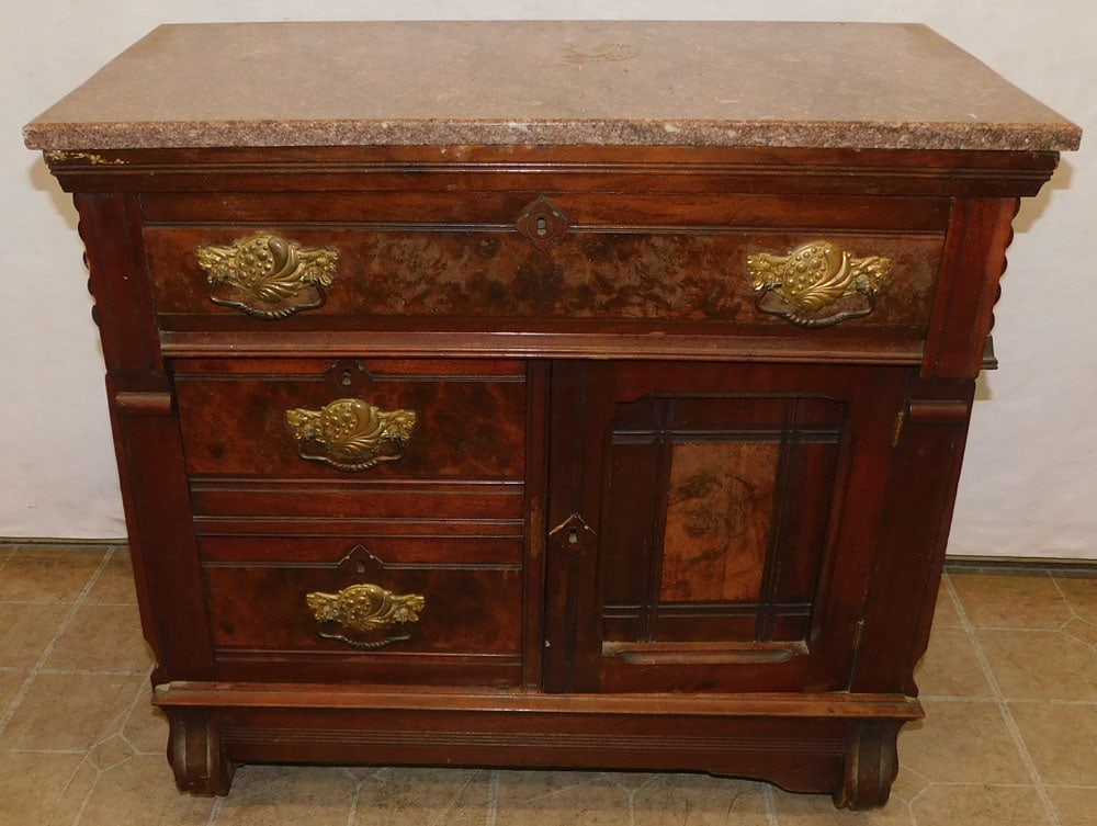 Walnut Victorian Marble Top Washstand (1 of 5)