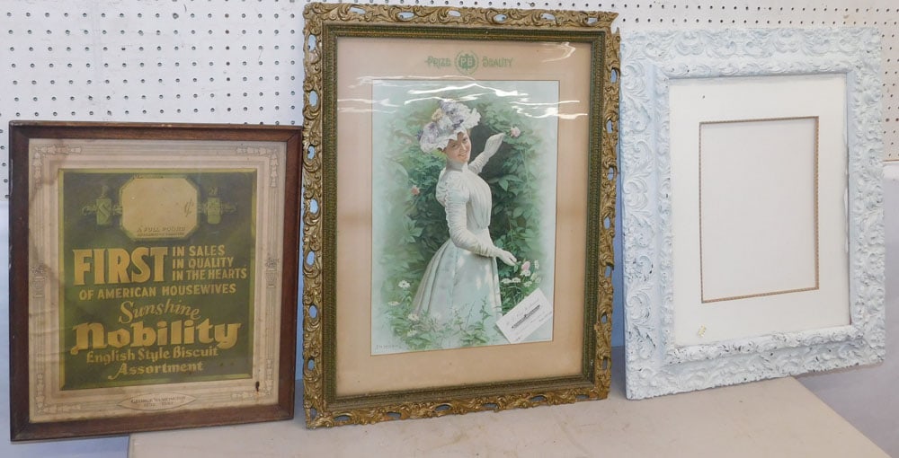 Framed Print, Framed Advertisement, & Antique Frame (1 of 9)
