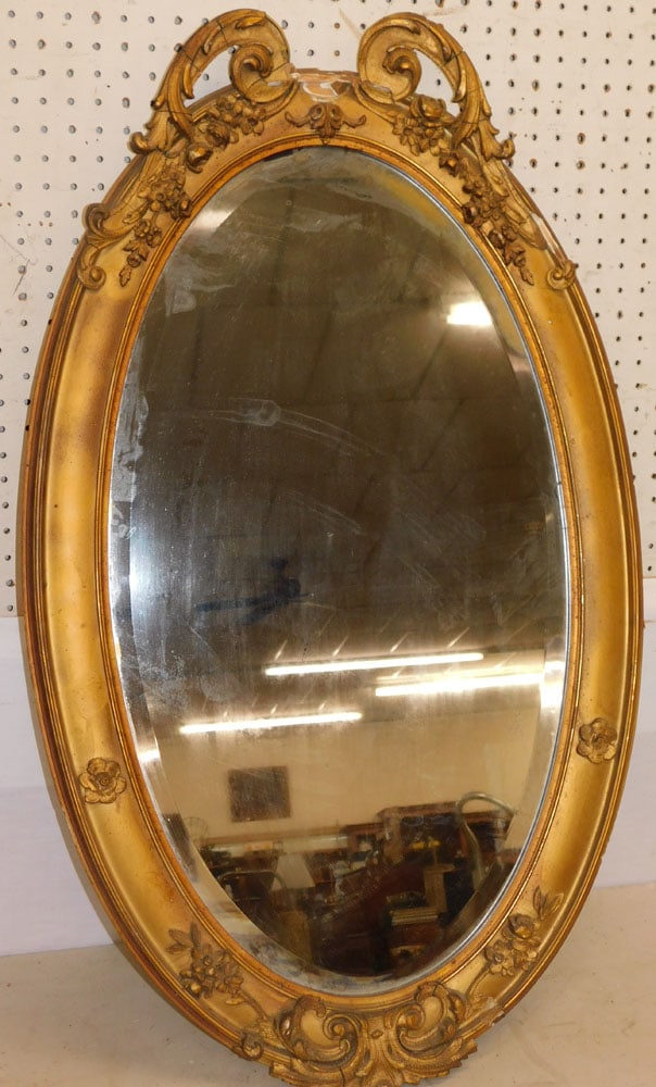 Antique Oval Gilded Framed Mirror (1 of 5)