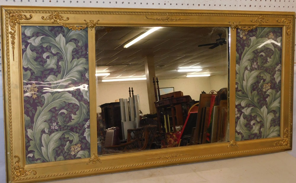 Antique Gilded Frame Mirror: Antique Gilded Frame Mirror . 25 1/4" x 50 1/4" ALL DESCRIPTIONS AND ANY CONDITION STATEMENT GIVEN BY LANGSTON AUCTION GALLERY ARE STRICTLY OPINIONS AND LANGSTON'S SHALL HAVE NO RESPONSIBILITY FOR ERR