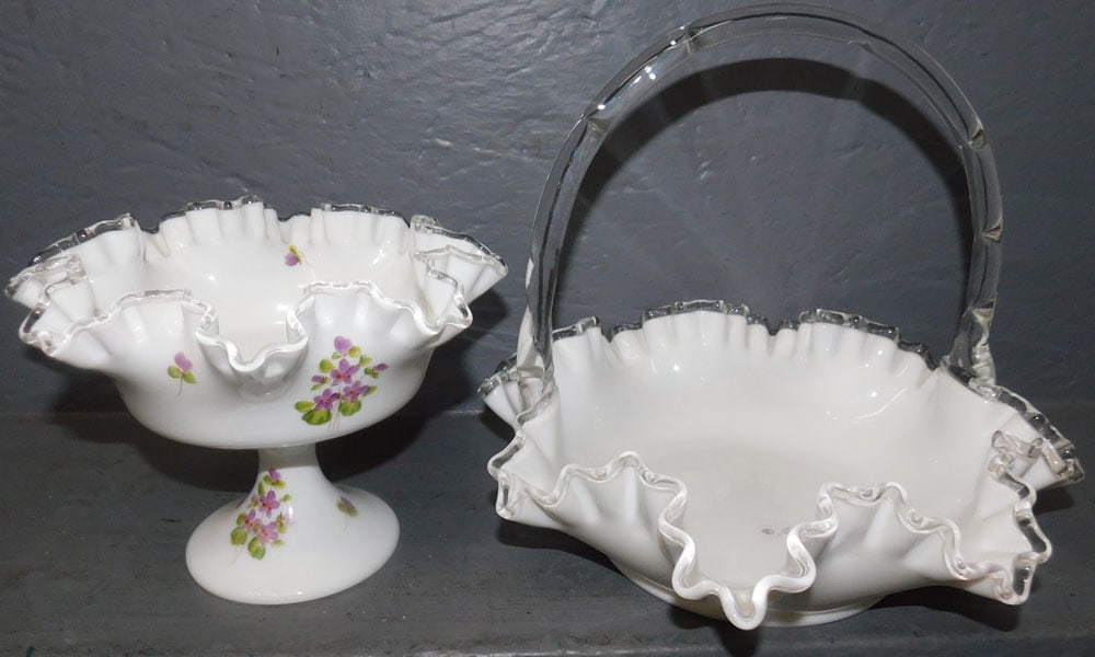 Fenton Silvercrest Basket & Fenton Compote (1 of 3)