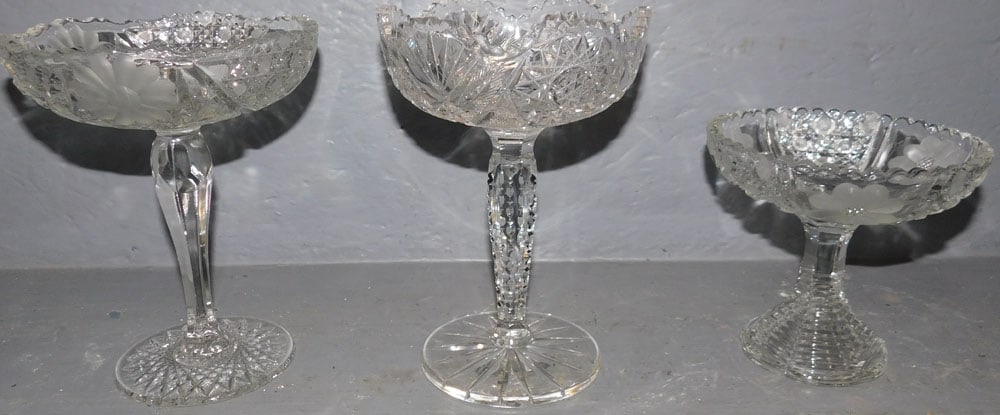 Three Victorian Cut Glass Compotes (1 of 4)