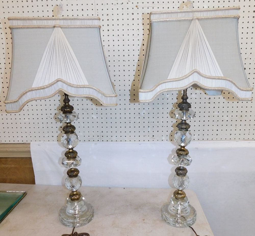 Pair Gilded Metal & Glass Decorative Lamps (1 of 5)