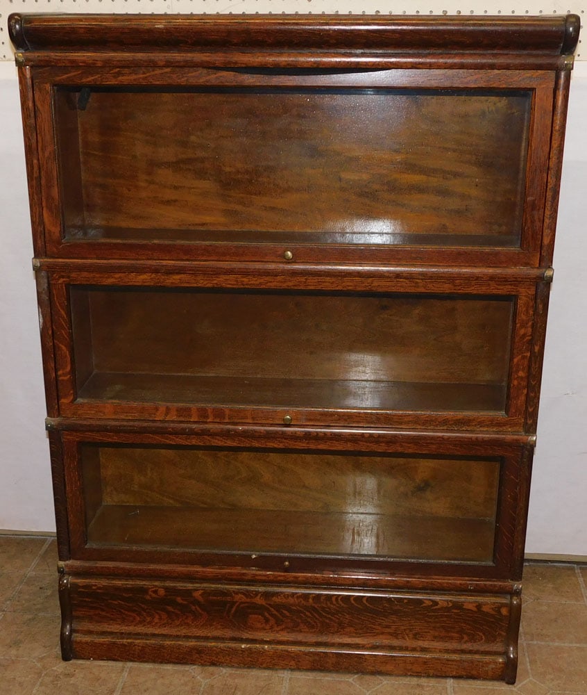 Antique Oak 3 Section Barrister Bookcase (1 of 4)