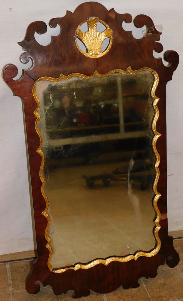 19th Century Mahogany & Gilt Paint Decorated Framed Mirror (1 of 4)