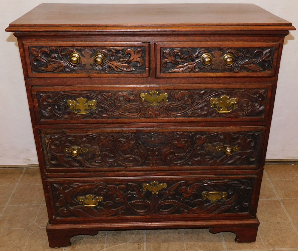 19th Century English Oak 2/3 Drawer Bedside Chest (1 of 4)