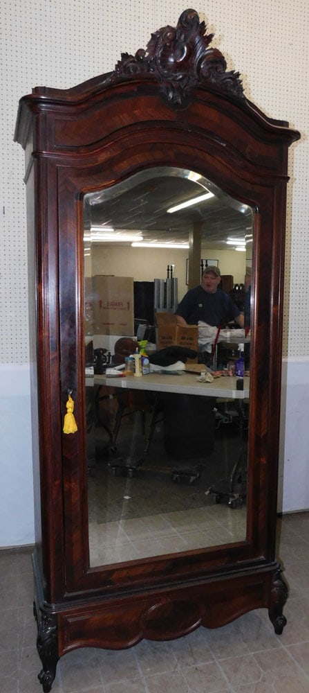 French Rosewood Single Mirrored Door Armoire (1 of 11)