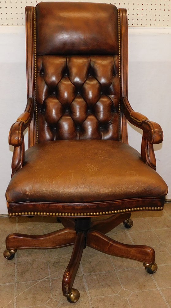 Leather Button Tufted Back Office Desk Chair By Hancock & Moore (1 of 5)