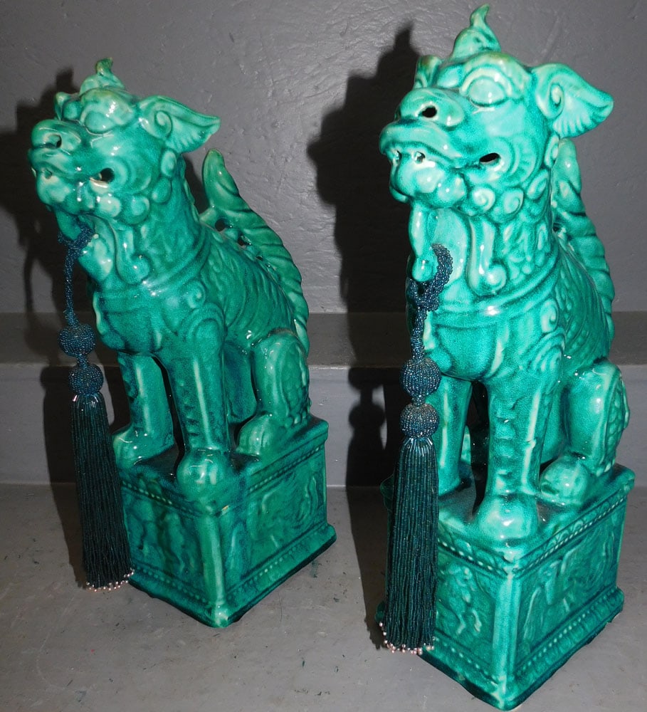Pair Chinese Porcelain Foo Dogs (1 of 4)