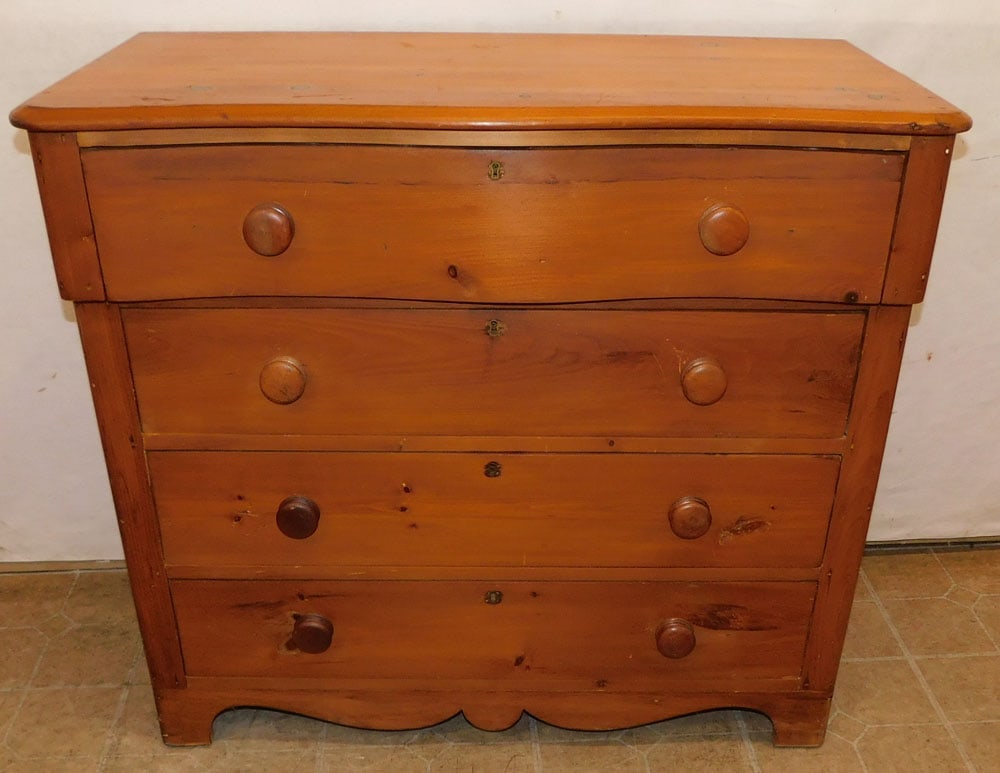 Antique Pine Serpentine Front Cottage Chest (1 of 5)