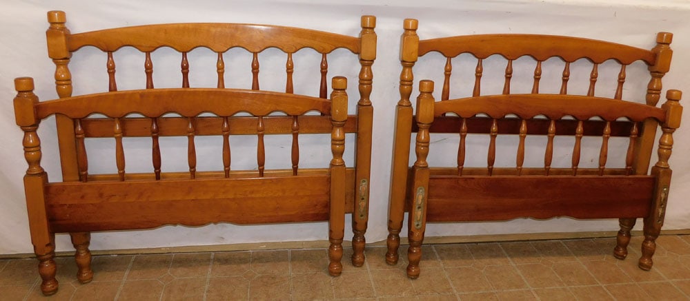 Pair of Cherry Twin Beds By Stickley: Pair of Cherry Twin Beds By Stickley. 42" W 38" H ALL DESCRIPTIONS AND ANY CONDITION STATEMENT GIVEN BY LANGSTON AUCTION GALLERY ARE STRICTLY OPINIONS AND LANGSTON'S SHALL HAVE NO RESPONSIBILITY FOR E