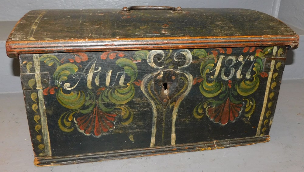 Antique Paint Decorated Pine Chest with Wells Fargo Express Label (1 of 6)
