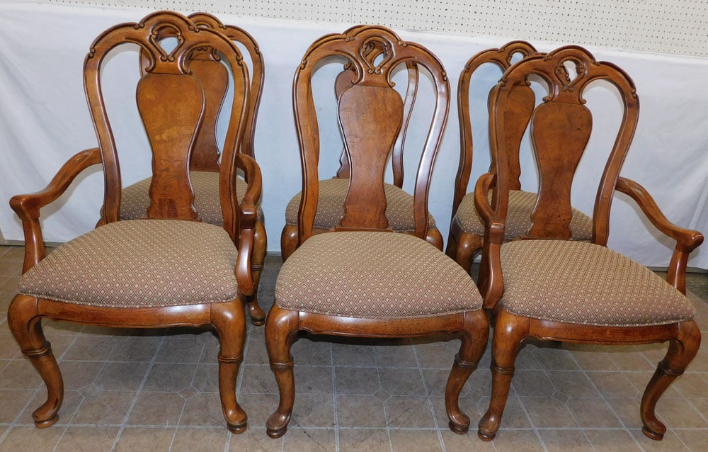 Set of 6 Burled Elmwood Dining Chairs by Thomasville (1 of 6)