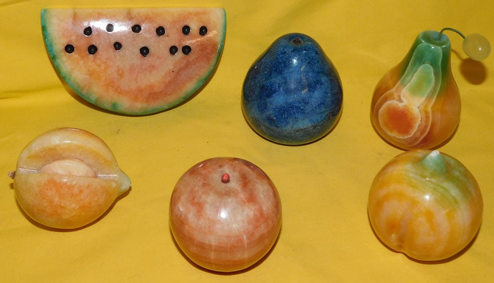 Lot of Marble Fruit: Lot of Marble Fruit. ALL DESCRIPTIONS AND ANY CONDITION STATEMENT GIVEN BY LANGSTON AUCTION GALLERY ARE STRICTLY OPINIONS AND LANGSTON'S SHALL HAVE NO RESPONSIBILITY FOR ERRORS OR OMISSIONS. THE ABSEN
