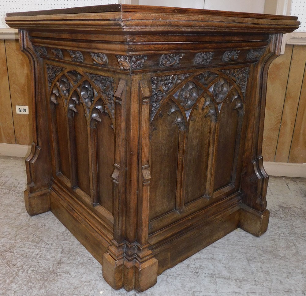 Antique Carved Oak Gothic Style Corner Bar (1 of 5)