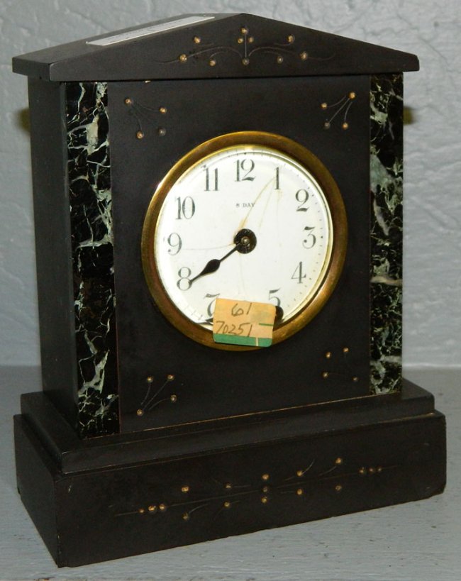 1 day  marble shelf clock w/lever movement.