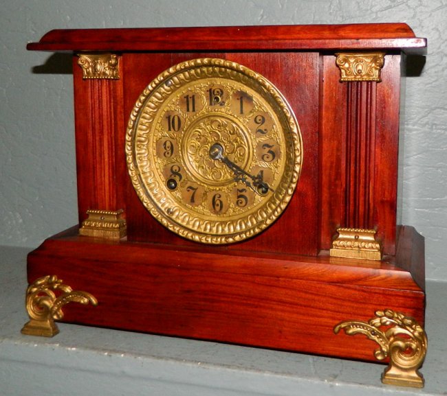 Gilbert 8 day cherry case clock .