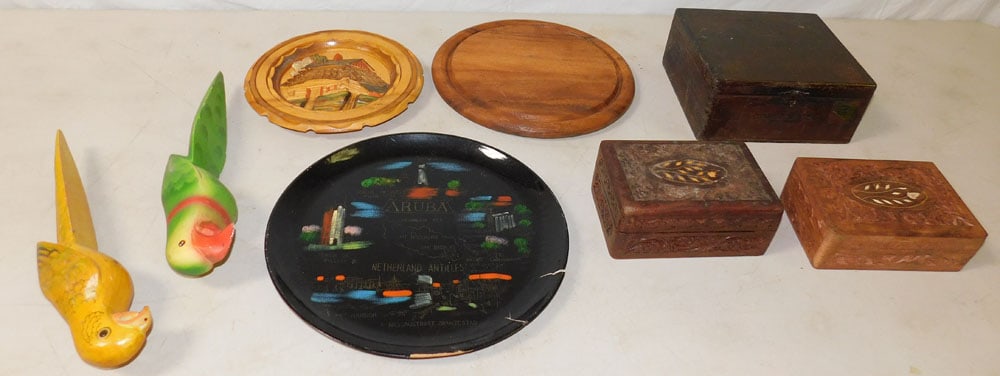 Lot of Advertising Tobacco Box, Oriental Carved Boxes, & Items (1 of 5)