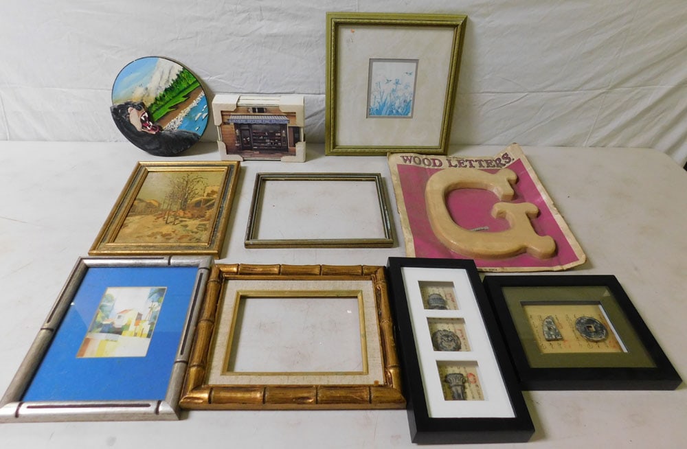Lot of Small Frames & Framed Art: Lot of Small Frames & Framed Art . "ALL DESCRIPTIONS AND ANY CONDITION STATEMENT GIVEN BY LANGSTON AUCTION GALLERY ARE STRICTLY OPINIONS AND LANGSTON'S SHALL HAVE NO RESPONSIBILITY FOR ERRORS OR OMISS