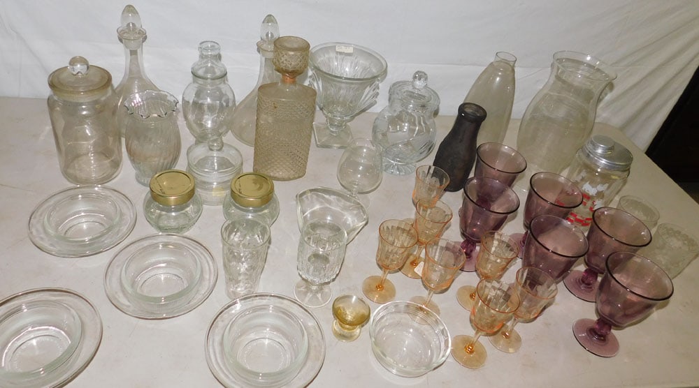 Lot of Glass Decanters, Covered Jars, & Items (1 of 3)