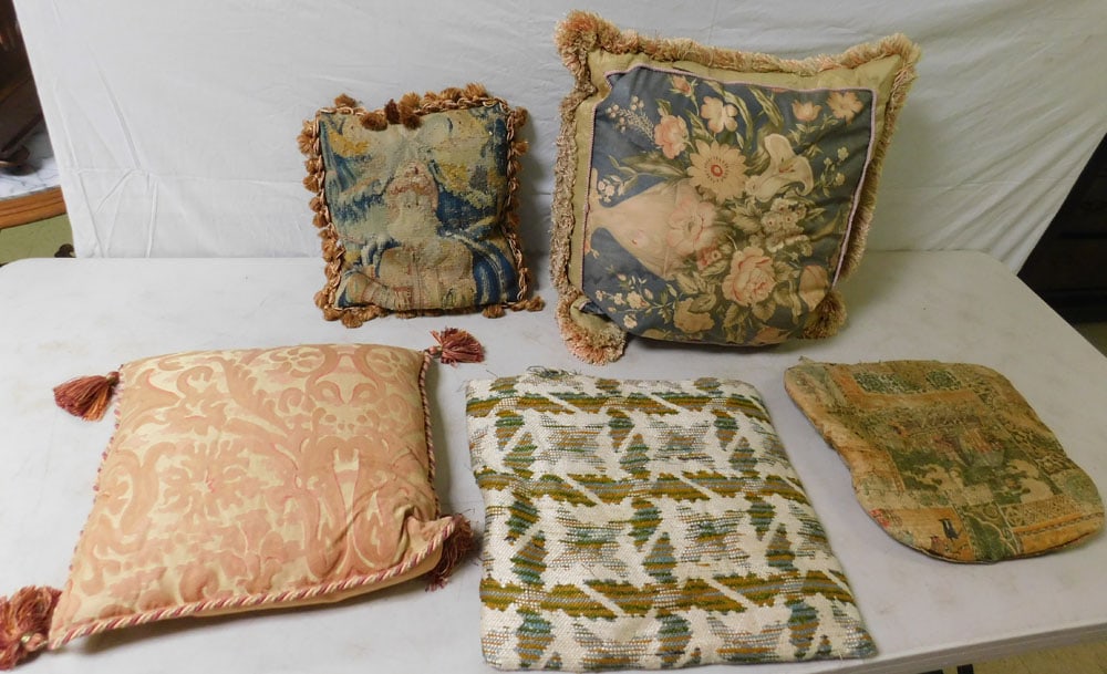 Lot of Antique Tapestry Pillow & Pillows (1 of 4)