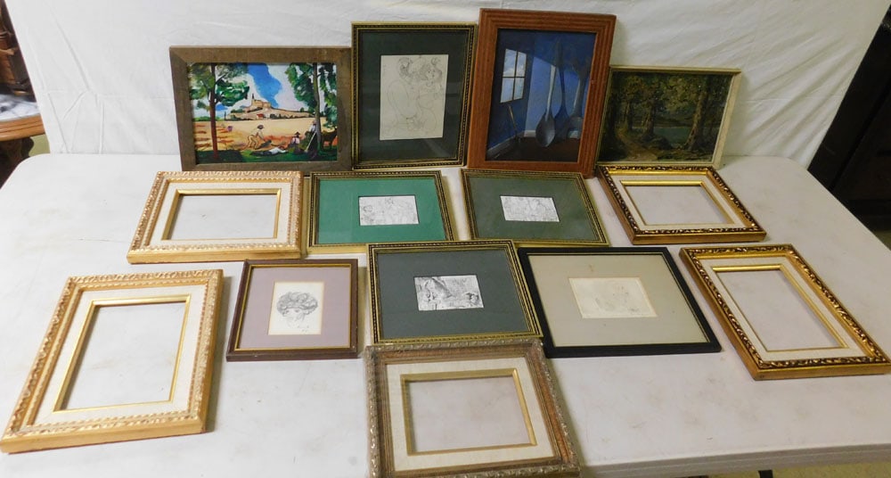 Lot of Frames & Framed Art: Lot of Frames & Framed Art. "ALL DESCRIPTIONS AND ANY CONDITION STATEMENT GIVEN BY LANGSTON AUCTION GALLERY ARE STRICTLY OPINIONS AND LANGSTON'S SHALL HAVE NO RESPONSIBILITY FOR ERRORS OR OMISSIONS. T