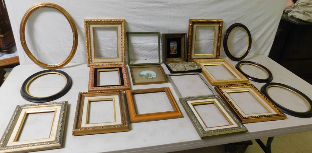 Lot of Frames & Framed Art: Lot of Frames & Framed Art. "ALL DESCRIPTIONS AND ANY CONDITION STATEMENT GIVEN BY LANGSTON AUCTION GALLERY ARE STRICTLY OPINIONS AND LANGSTON'S SHALL HAVE NO RESPONSIBILITY FOR ERRORS OR OMISSIONS. T