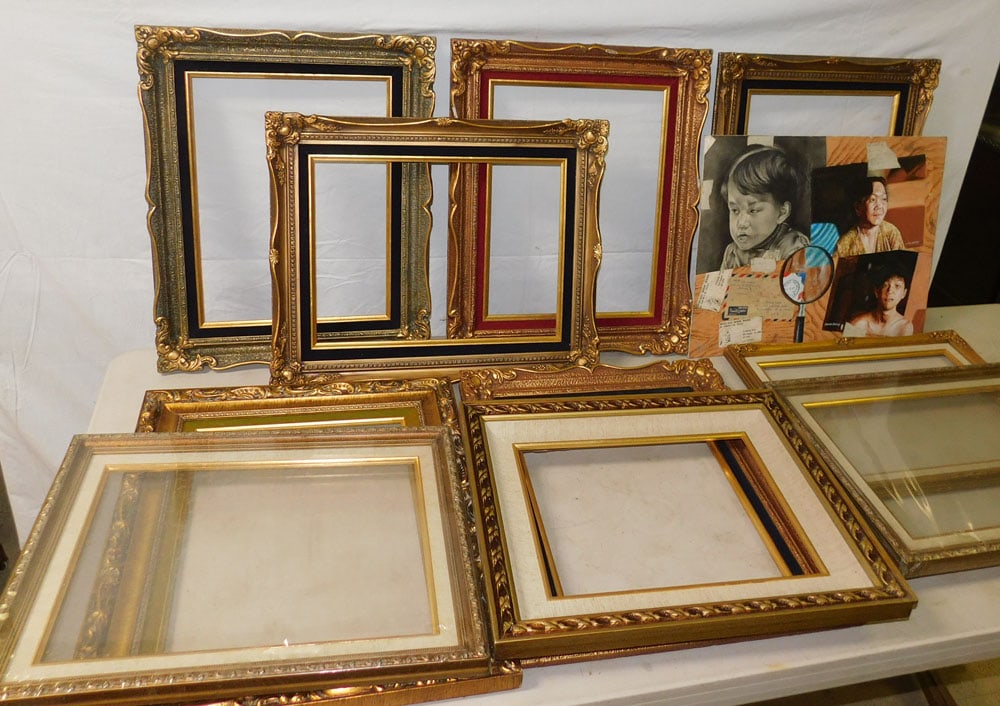 Lot of Frames: Lot of Frames. "ALL DESCRIPTIONS AND ANY CONDITION STATEMENT GIVEN BY LANGSTON AUCTION GALLERY ARE STRICTLY OPINIONS AND LANGSTON'S SHALL HAVE NO RESPONSIBILITY FOR ERRORS OR OMISSIONS. THE ABSENCE OF