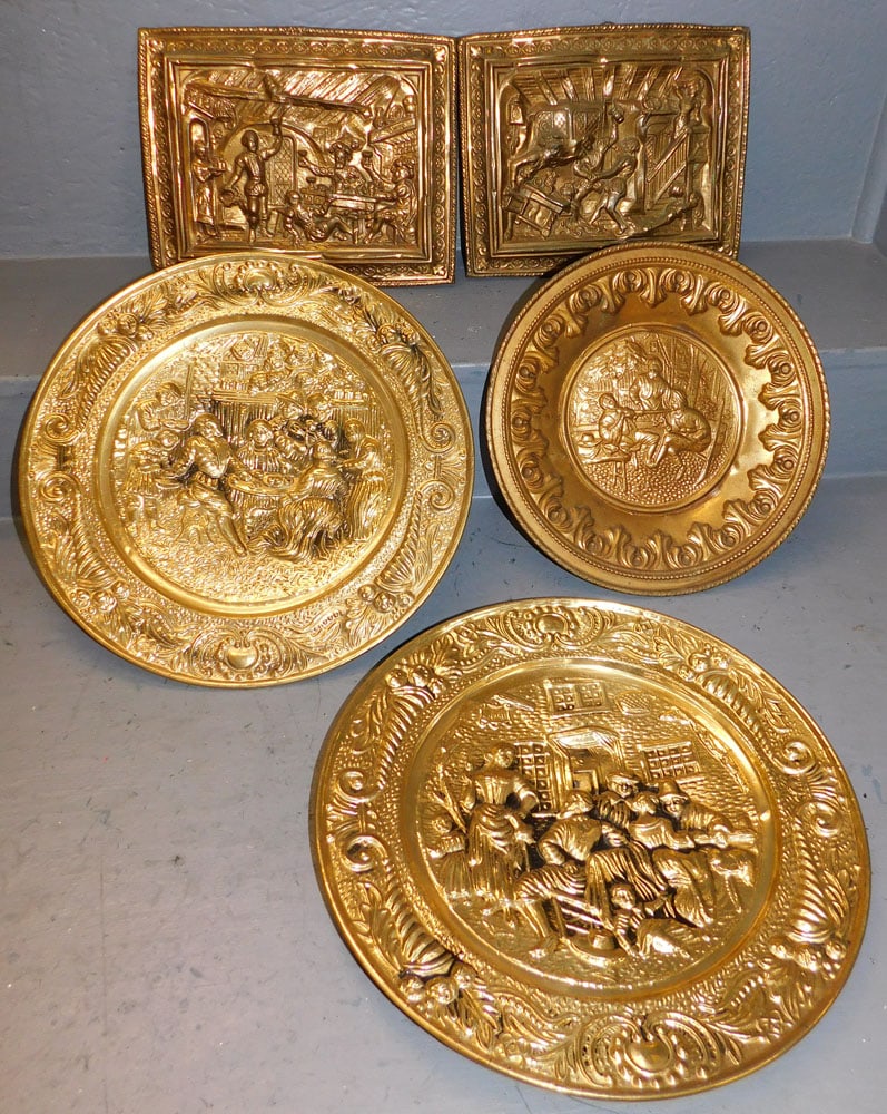 Lot of Brass Embossed Wall Plaques (1 of 6)