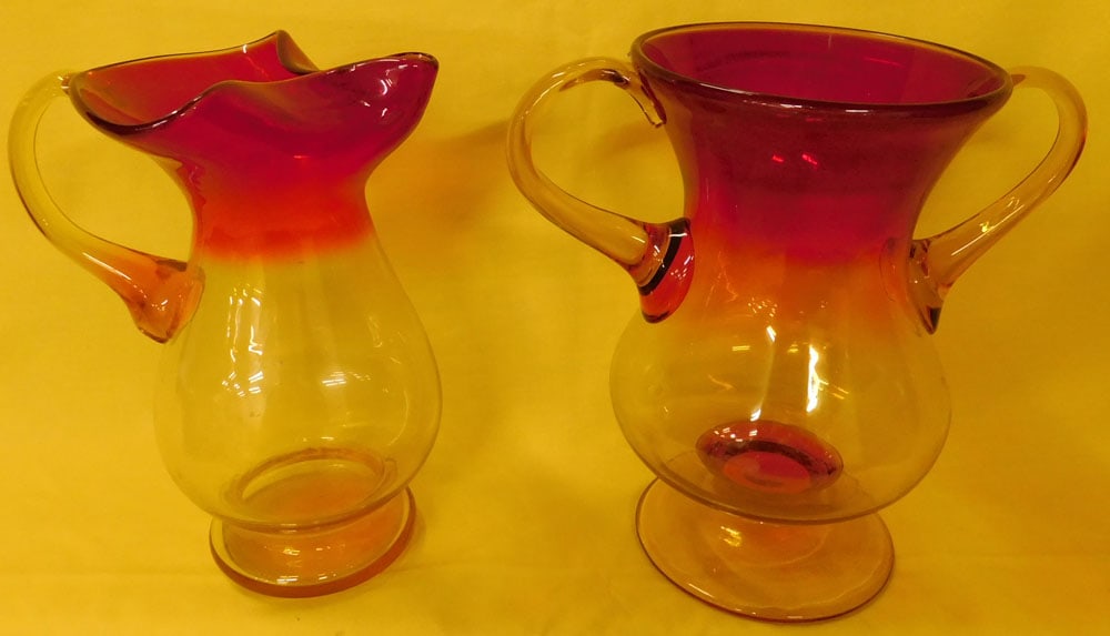 Amberina Glass Double Handled Vase & Pitcher (1 of 3)