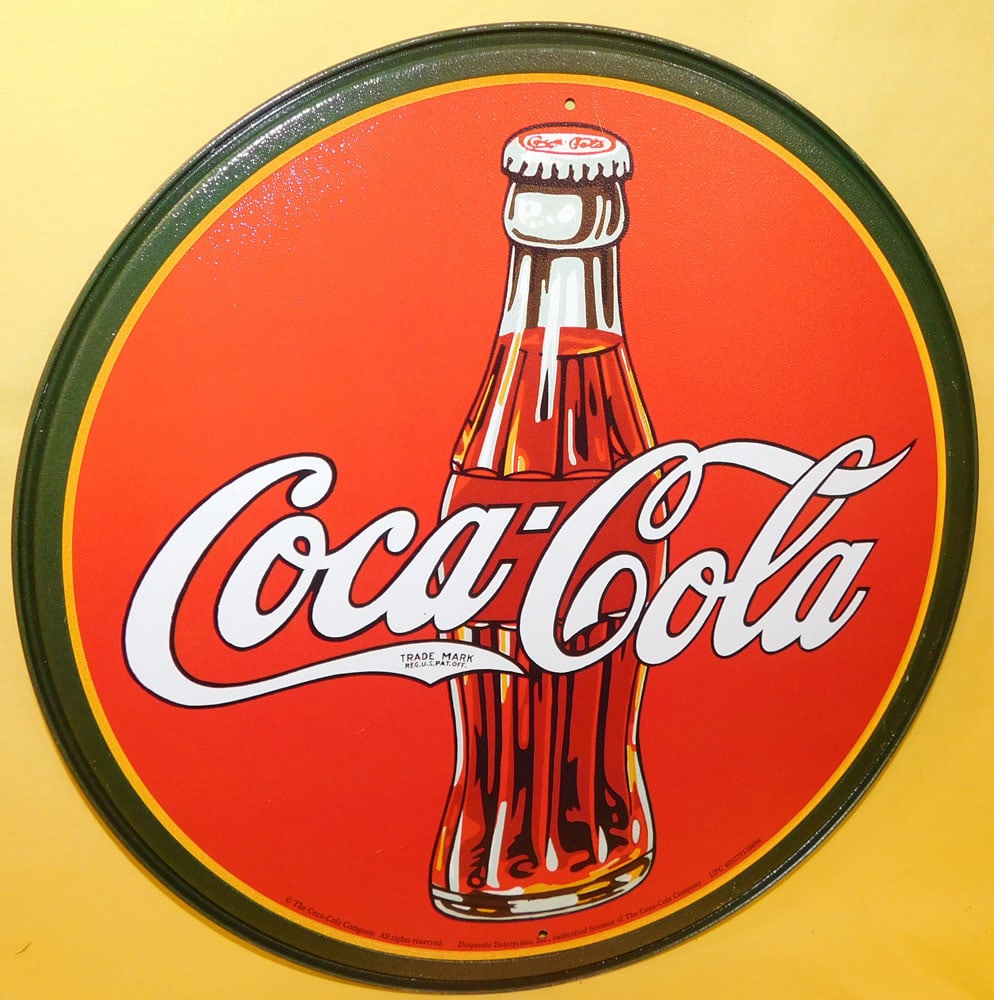 Painted Metal Coca Cola Sign (1 of 2)