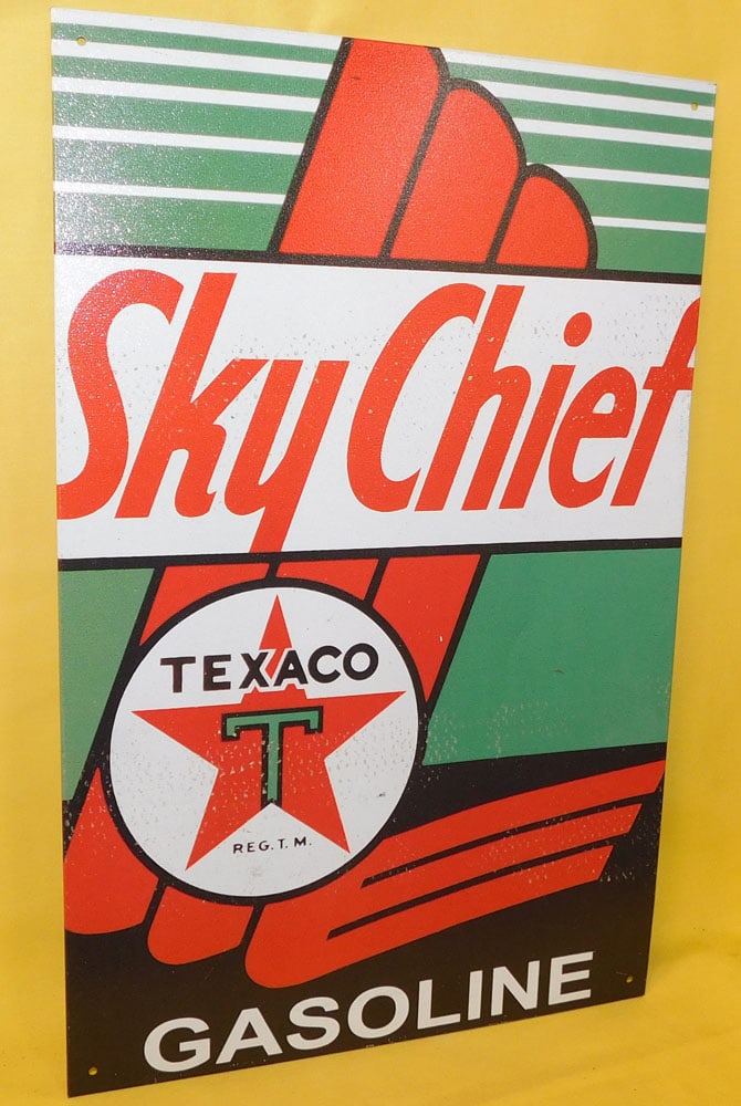 Painted Metal Sky Chief Texaco Metal Sign (1 of 2)
