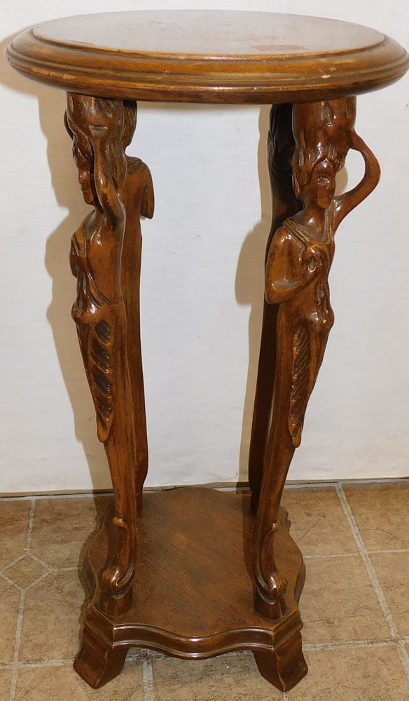 Walnut Carved Figural Stand (1 of 3)
