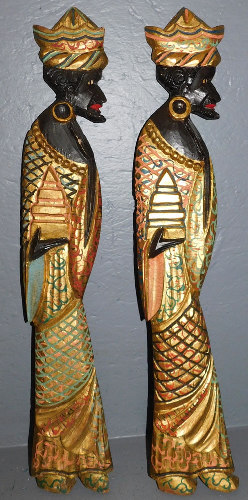 Pair Painted Wood Carved Wall Hangings (1 of 4)