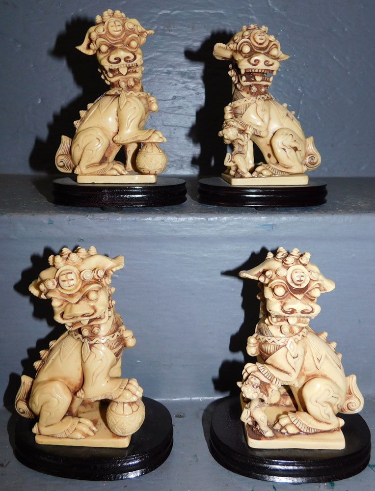 Two Pair Resin Foo Dogs (1 of 4)